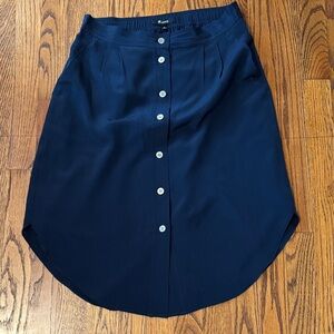 Madewell M Navy Blue Button-Down Skirt